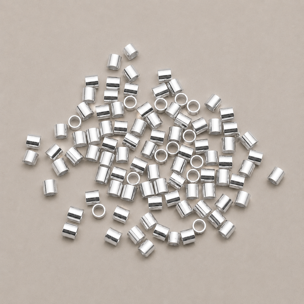 Silver Tube Crimps – Size 4 (Approx. 54pcs)