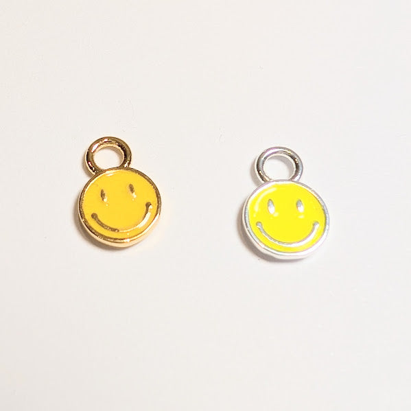 Smiley Face Charm - Silver & Gold
