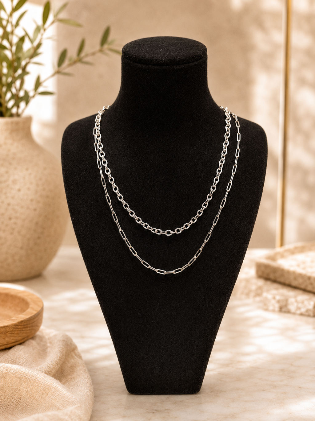 Waterproof Silver Stainless Steel Necklaces