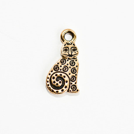 Gold Spiral Cat - Tierracast Charm