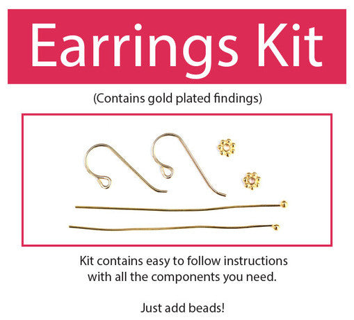Make Your Beaded Earring Kit (Gold plated) contains all components and instructions.