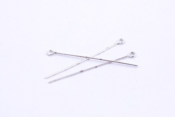 Silver Plated Eye pins - 50mm (100pcs)