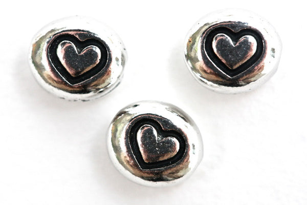 Fine Silver Plated Heart Beads