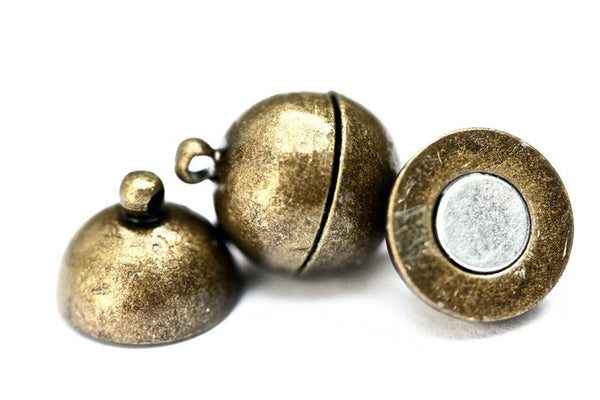 Brass Magnetic Ball Clasps (4pcs)
