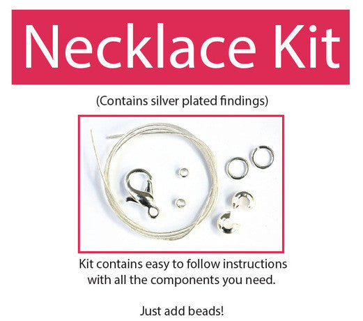 Make your own beaded necklace kit (silver plated) contains all components & instructions