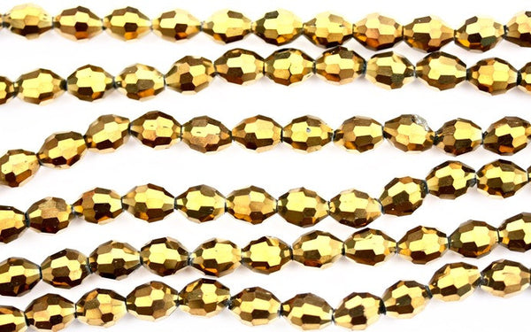 40cm strand of 8x11mm Metallic Gold rice crystal beads