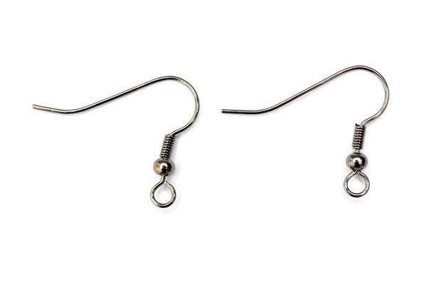 Black Gun Metal Fish Hook Ear Wires - 5 pairs