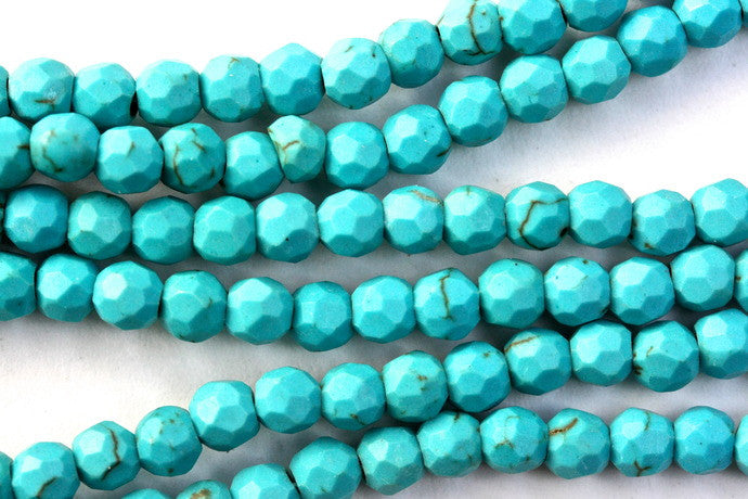 95cm strand of faceted synthetic turquoise beads