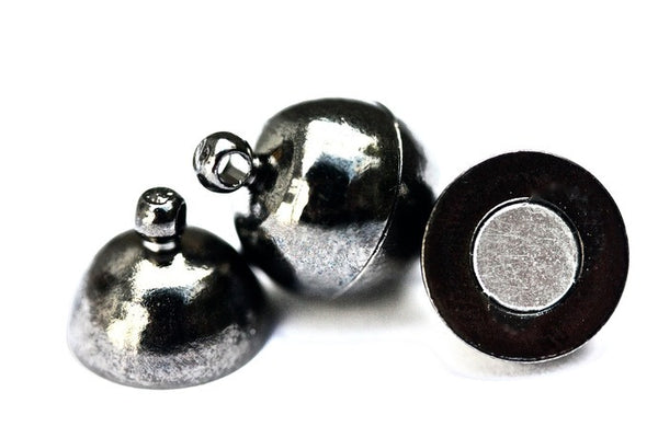 Gun Metal Magnetic Ball Clasps (4pcs)