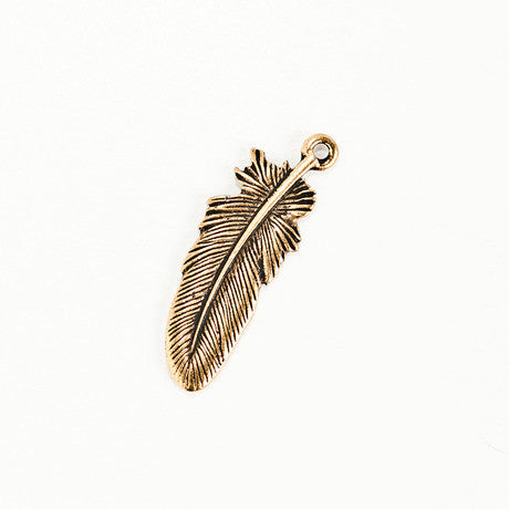 Gold Feather Charm