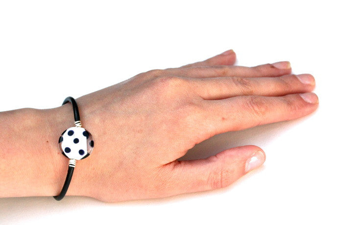 White and Black Polka Dot Bracelet