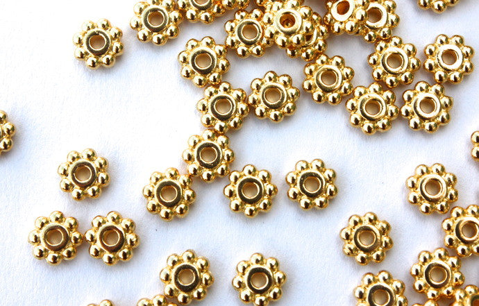 20 x 4mm Gold Plated Flower Spacer
