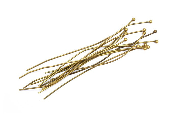 Brass Round Ball Headpins - 70mm (20pcs)