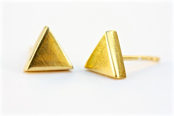 Triangle Gold Stud Earrings