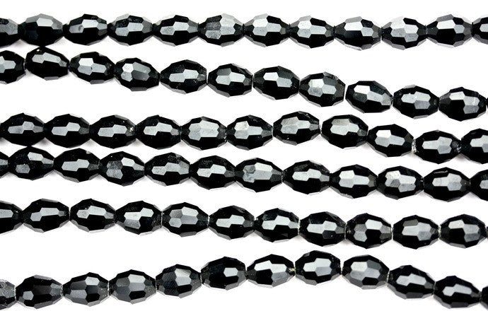40cm strand of 8x11mm Jet rice crystal beads