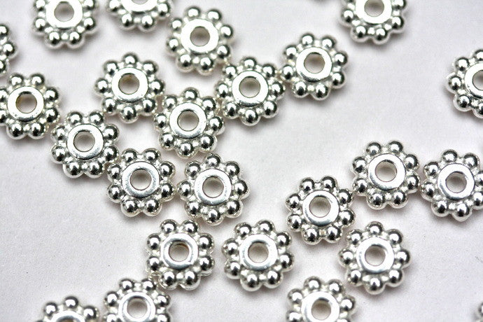 20 x 4mm Fine Silver Plated Flower Spacer