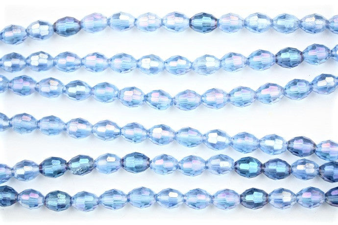40cm strand of 8x11mm Blue AB rice crystal beads