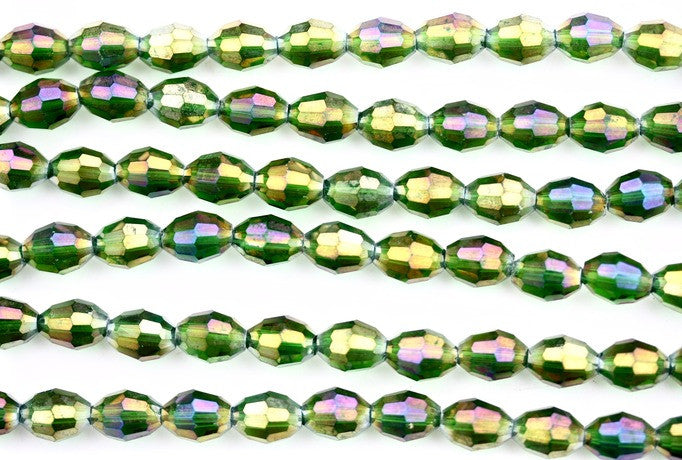 40cm strand of 8x11mm Green AB rice crystal beads