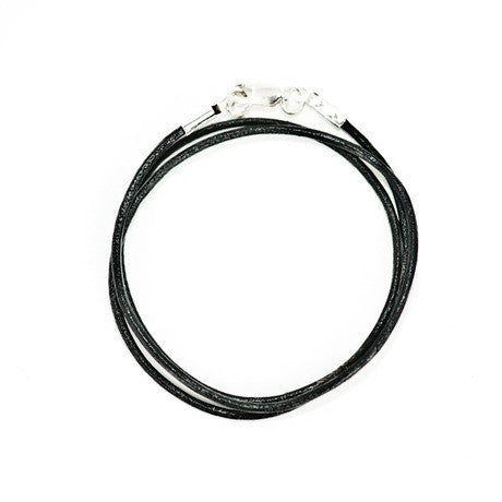 Black Woven Leather Cord Necklace w/ Sterling Silver (Choice of 16, 18 or  20)