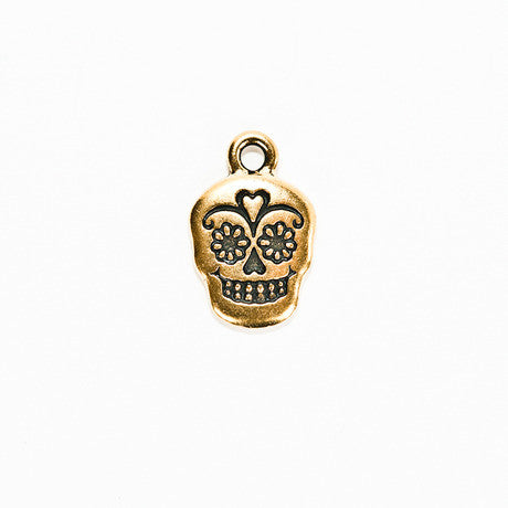 Tierracast Sugar Skull Charm - Gold