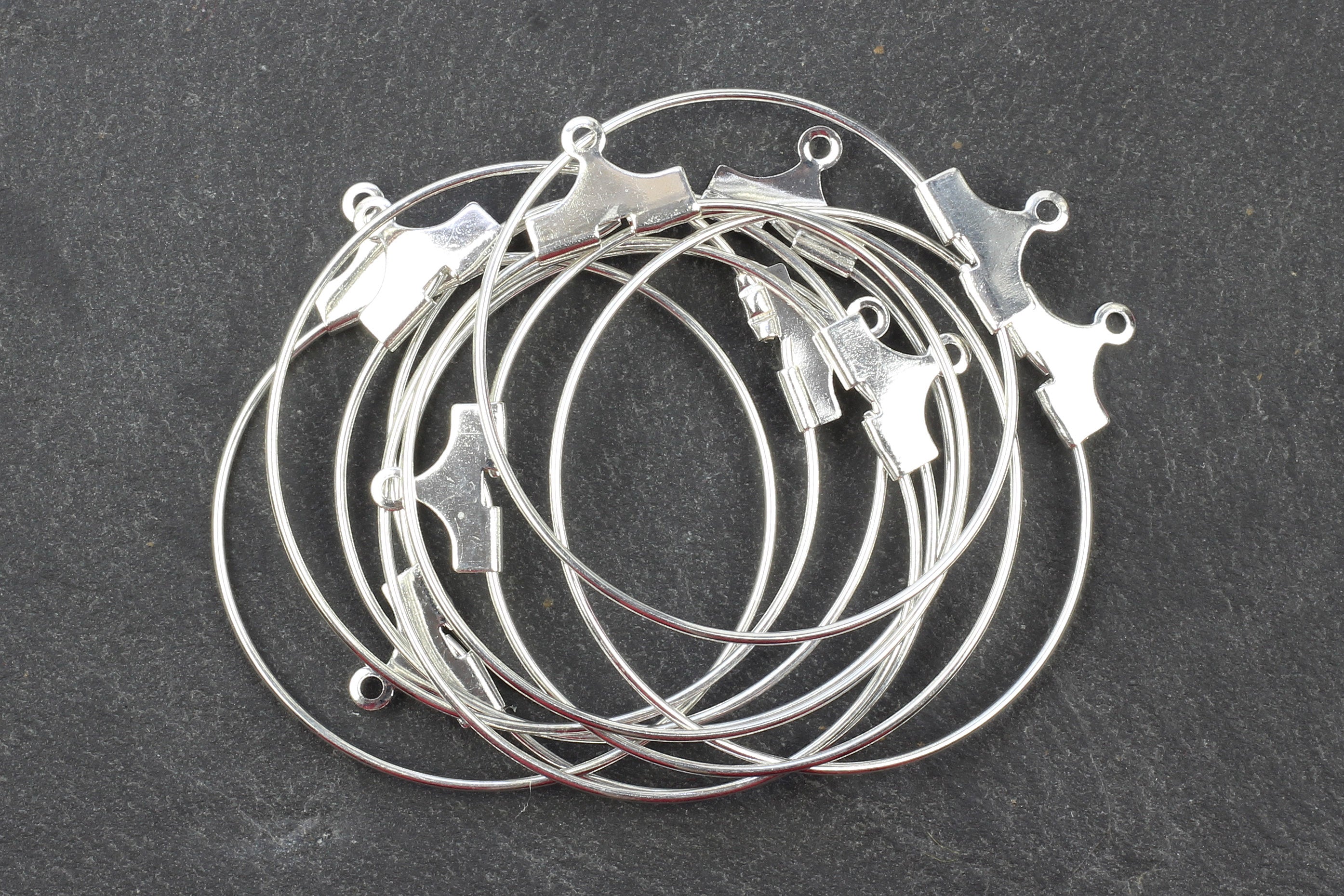 Beading Hoop Earrings 34 x 30mm Silver Plated 5 pairs