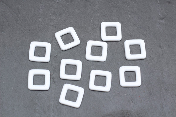 White acrylic square ring for jewellery making.