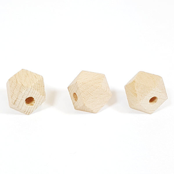 18mm Hexagon Natural Wood Bead (5mm hole)