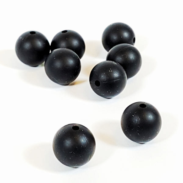 15mm Round Silicone Bead - Black