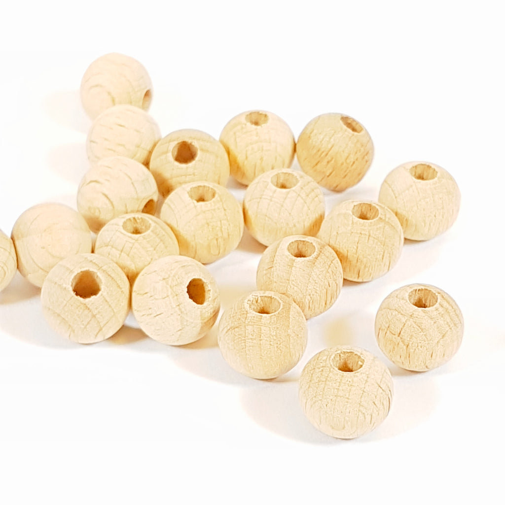 12mm Natural Wood Bead - 3mm hole