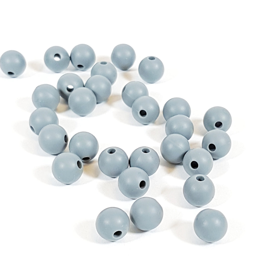 9mm Round Silicone Bead - Grey