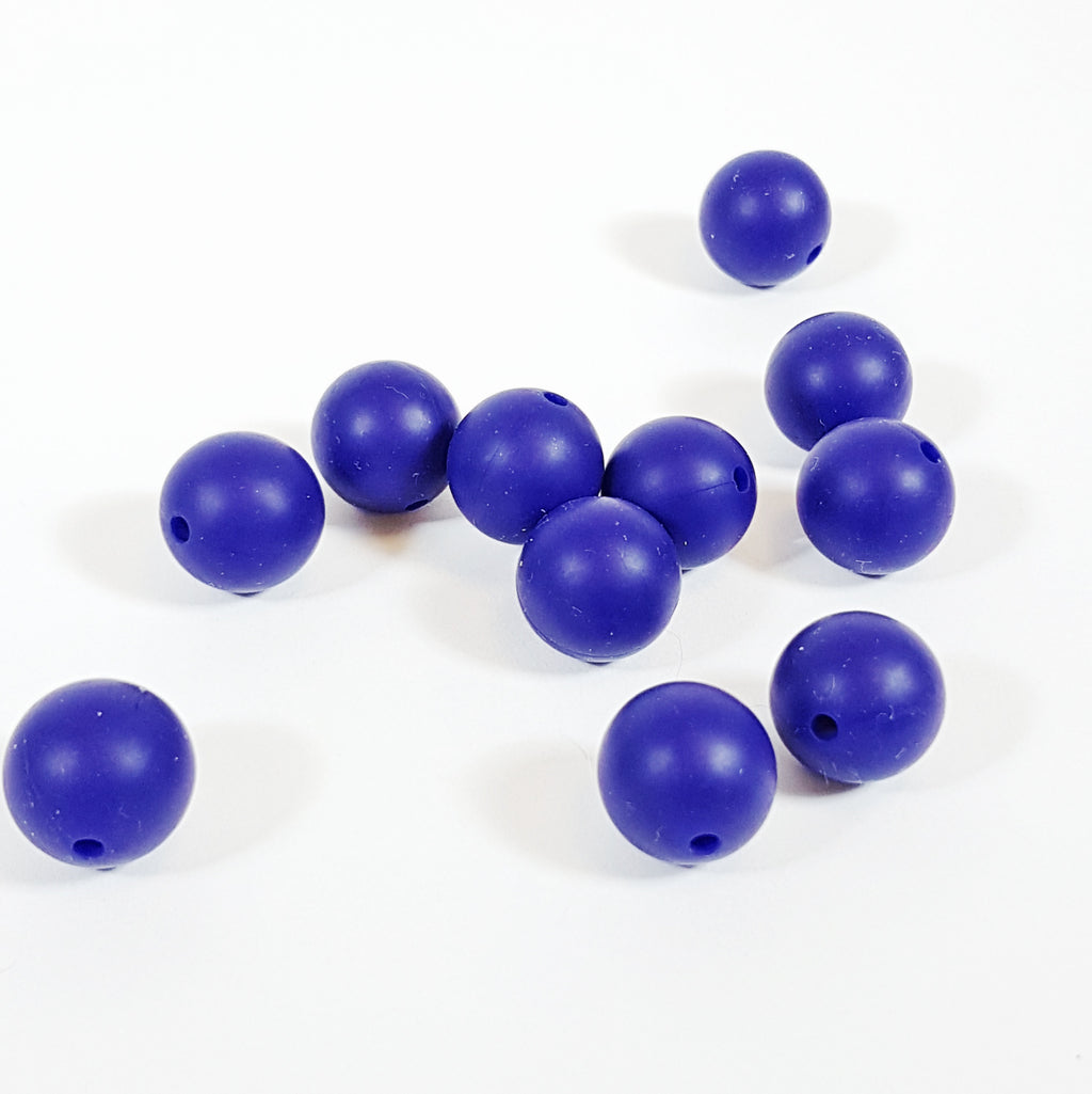 15mm Round Silicone Bead - Dark Blue