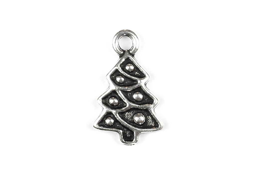 Silver Christmas Tree Charm. Ideal for jewellery making and other festive crafts.
