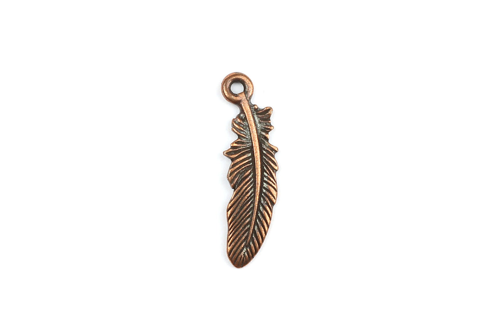 Tierracast Copper Plated Feather Charm for Jewellery Making