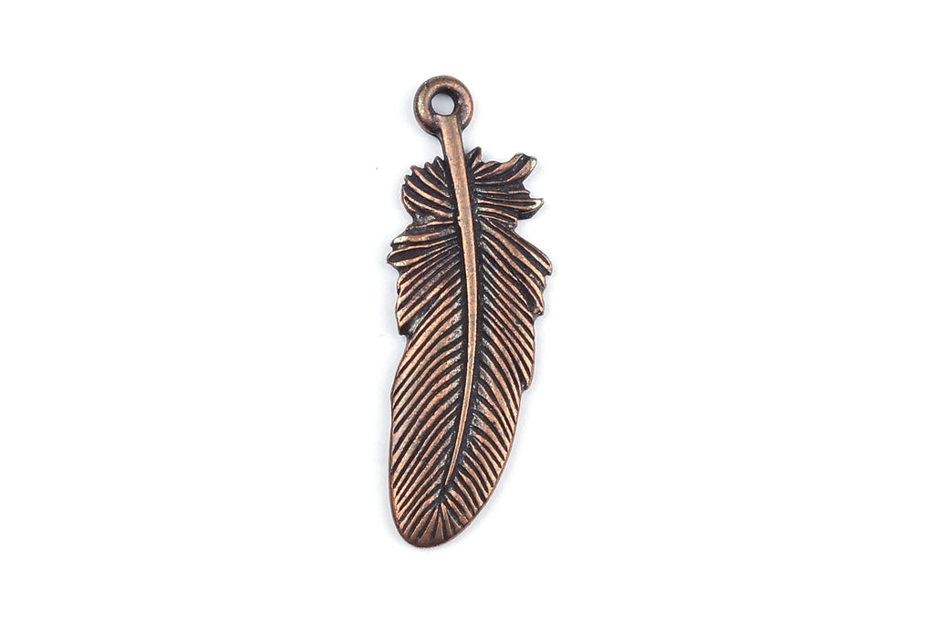 Tierracast Copper Plated Feather Charm for Jewellery Making