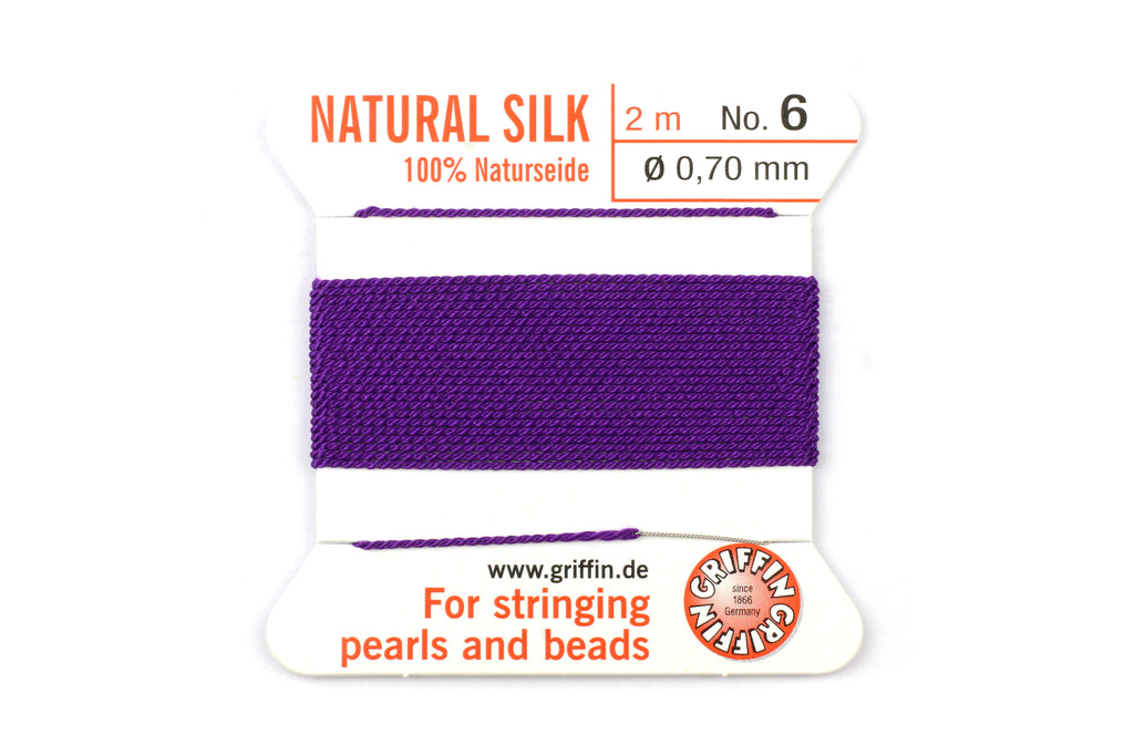 Amethyst - Griffin 100% Natural Silk Thread (2 metres, 1 needle) Size 6