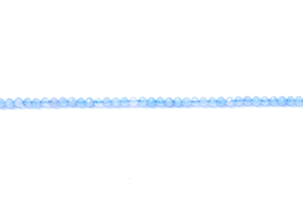 Aquamarine semi-precious strand of 2mm faceted round beads for jewellery making.