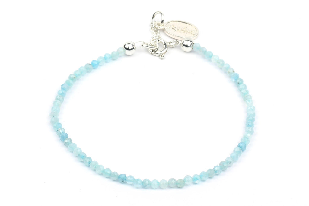 Kerrie Berrie Colourful Genuine Real Aquamarine and Silver Bracelet in Blue