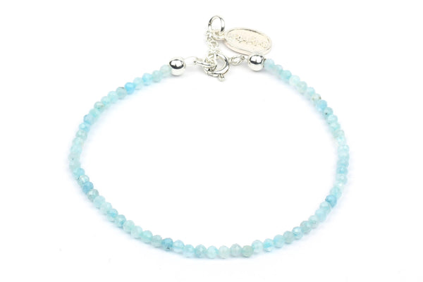 Kerrie Berrie Colourful Genuine Real Aquamarine and Silver Bracelet in Blue