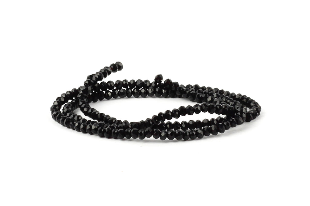 1.5mm x 2mm Black Crystal Glass Faceted Bead Strand 