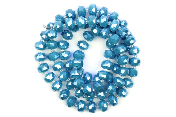 Kerrie Berrie 10mm x 6mm Faceted Crystal Glass Bead Strand in Blue