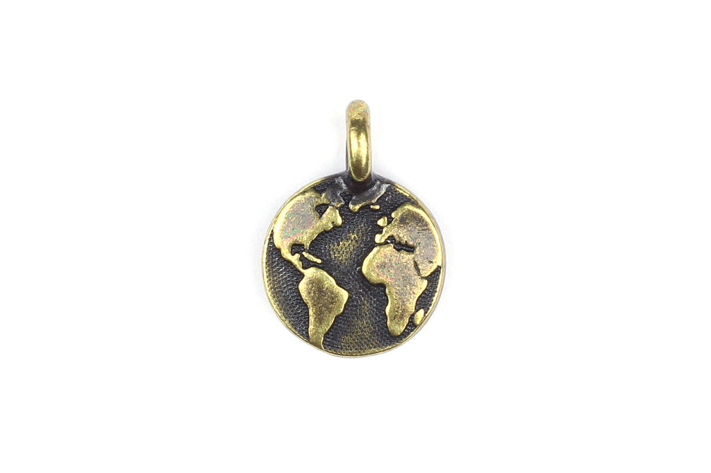 Brass Gold Globe Earth World Charm by Tierracast for Jewellery Making