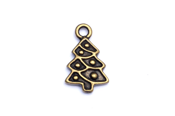 Brass Christmas tree charm.  Ideal for jewellery making and other festive crafts.