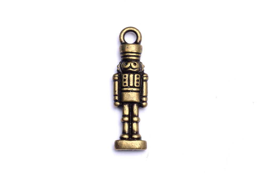 Brass Toy Soldier charm.  Ideal for jewellery making and other festive crafts.
