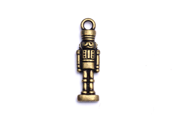 Brass Toy Soldier charm.  Ideal for jewellery making and other festive crafts.