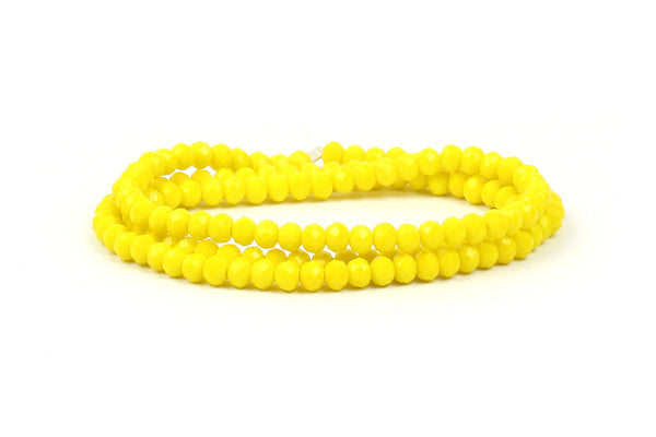 3x4mm Bright Yellow Crystal Rondelle Beads for jewellery making