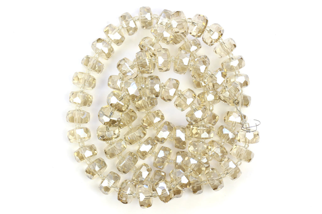 Kerrie Berrie 10mm x 6mm Faceted Crystal Glass Beads in Champagne Cream