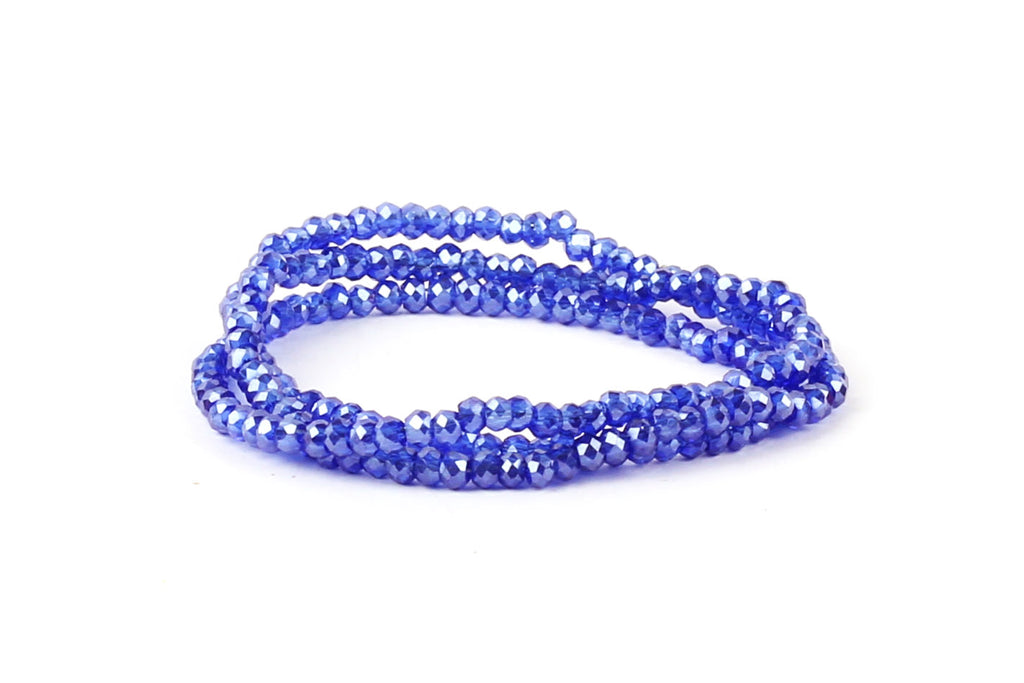 1.5mm x 2mm Dark Blue Crystal Glass Faceted Bead Strand