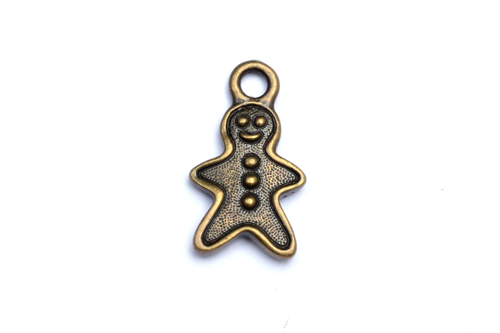 Brass Gingerbread Man Charm.  Ideal for jewellery making and other festive crafts.