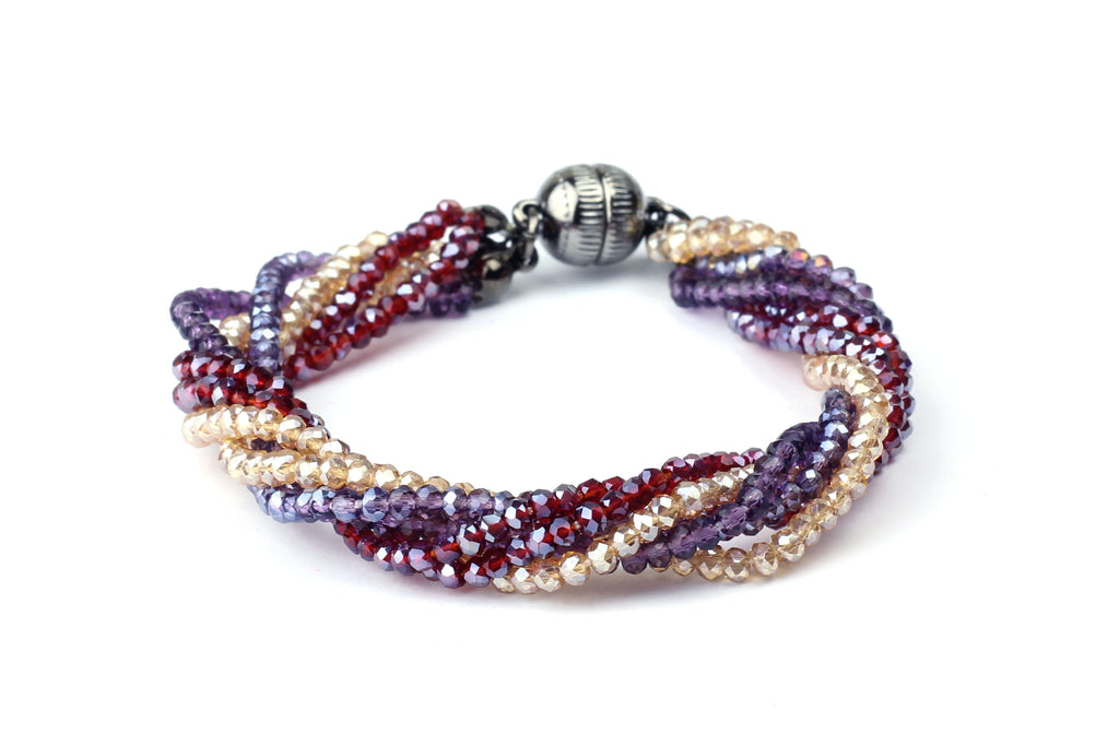 Twisted Multi Strand Glass Bead Bracelet - Choice of Three Colours