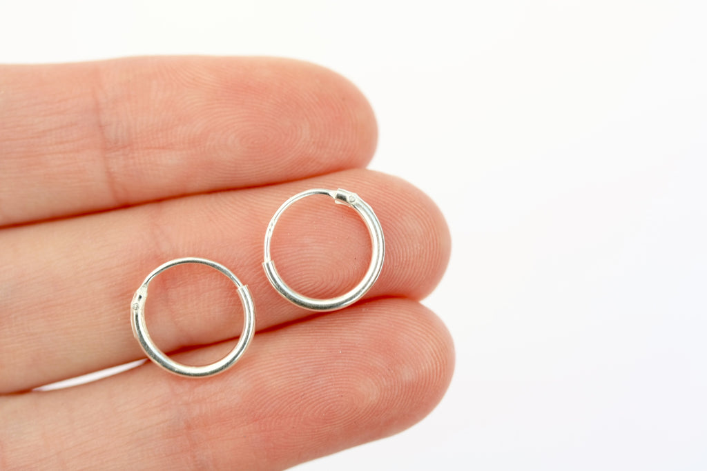 10mm Plain Sterling Silver Hoop Earrings